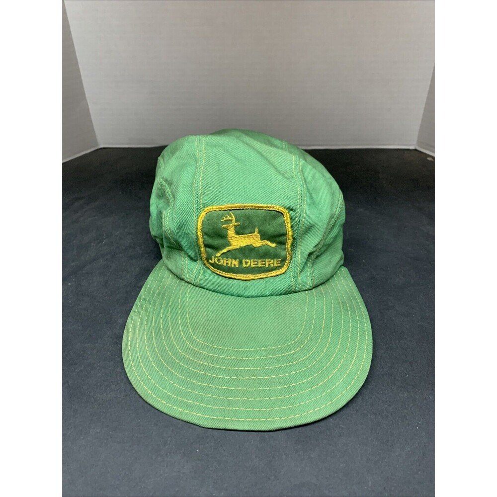 Rare Vtg John Deere 5 Panel Trucker Hat Green Patch Snapback Louisville Mfg